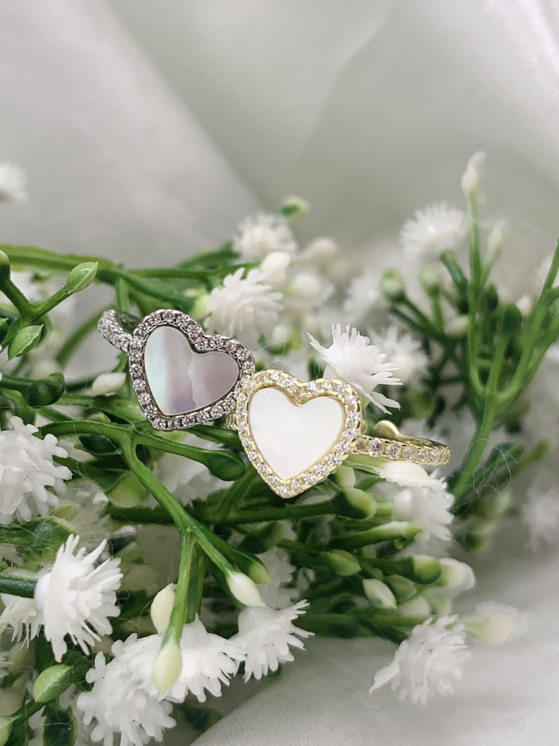 Anello cuor di perla