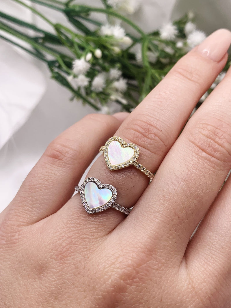 Anello cuor di perla