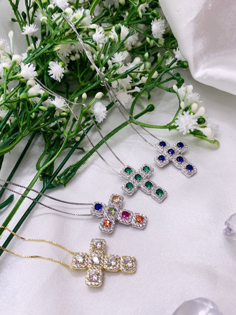 Collana croce quadratini