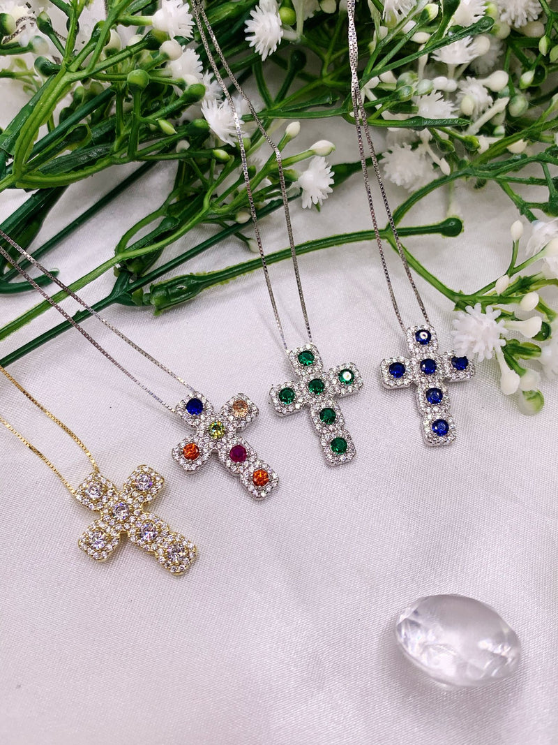 Collana croce quadratini