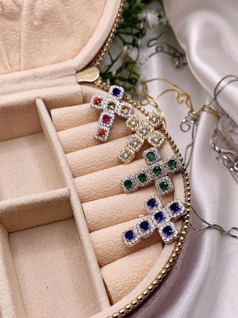 Collana croce quadratini