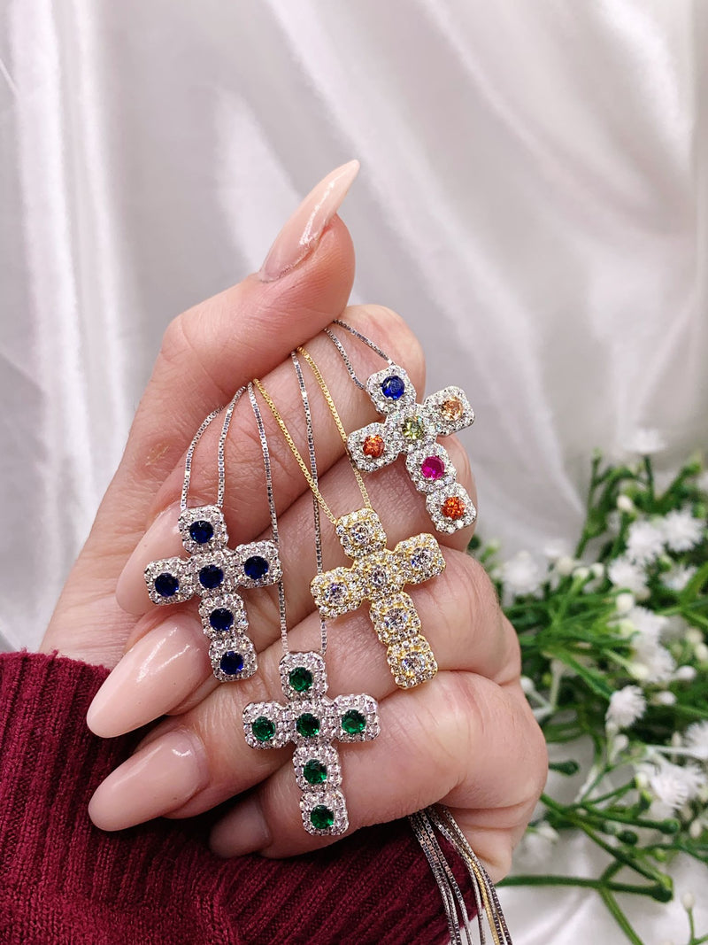 Collana croce quadratini