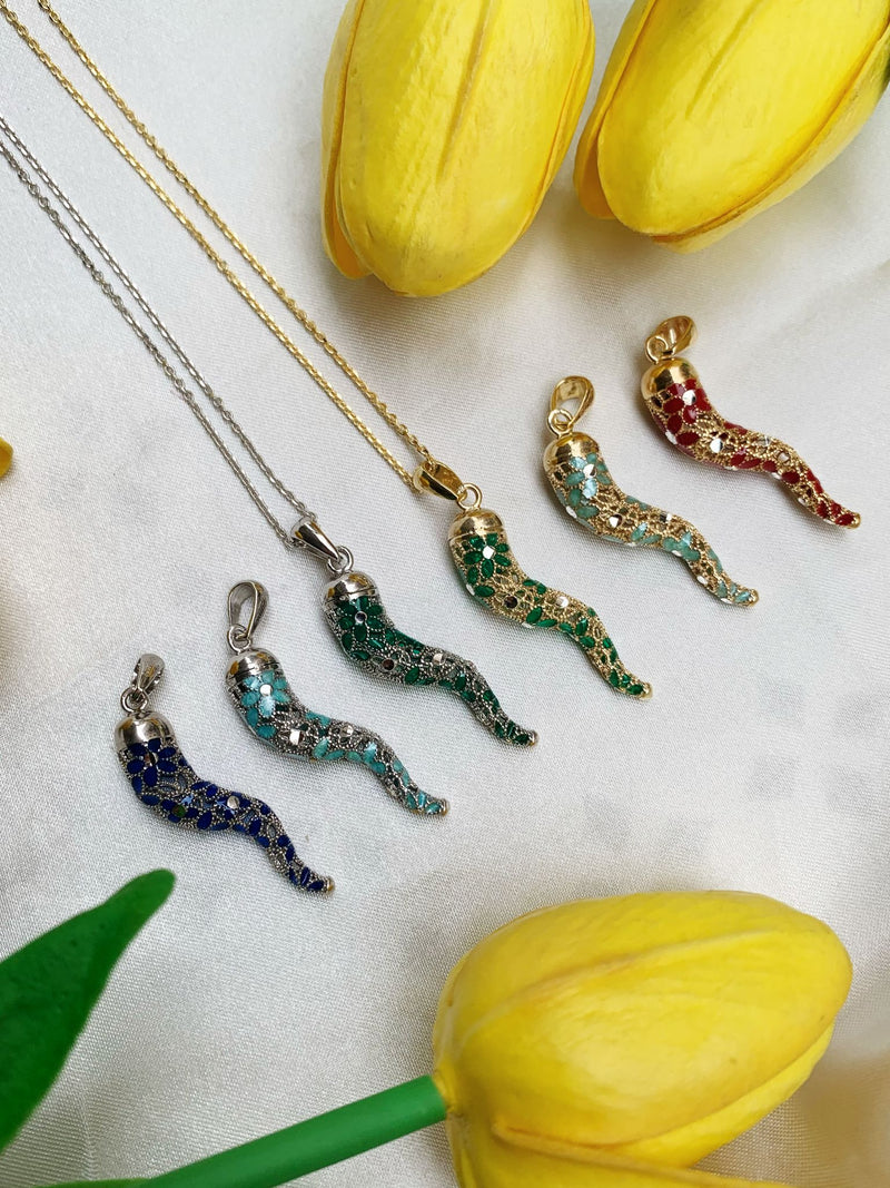 Collana corno filigrana