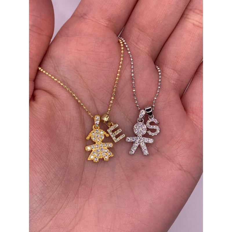 Collana bebè con iniziale zirconata