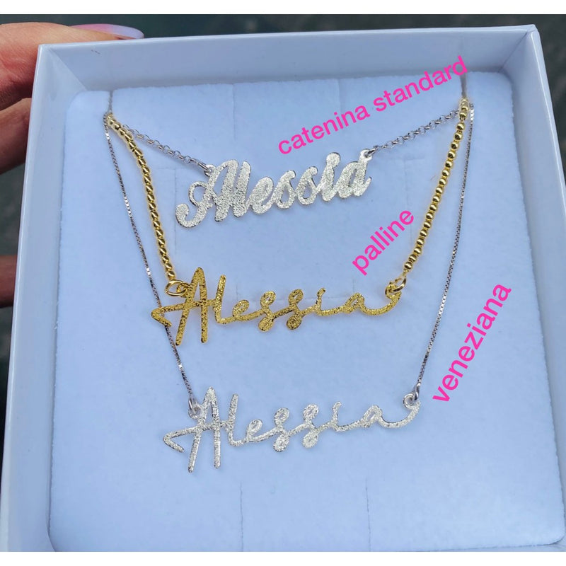 Collana nome diamantata