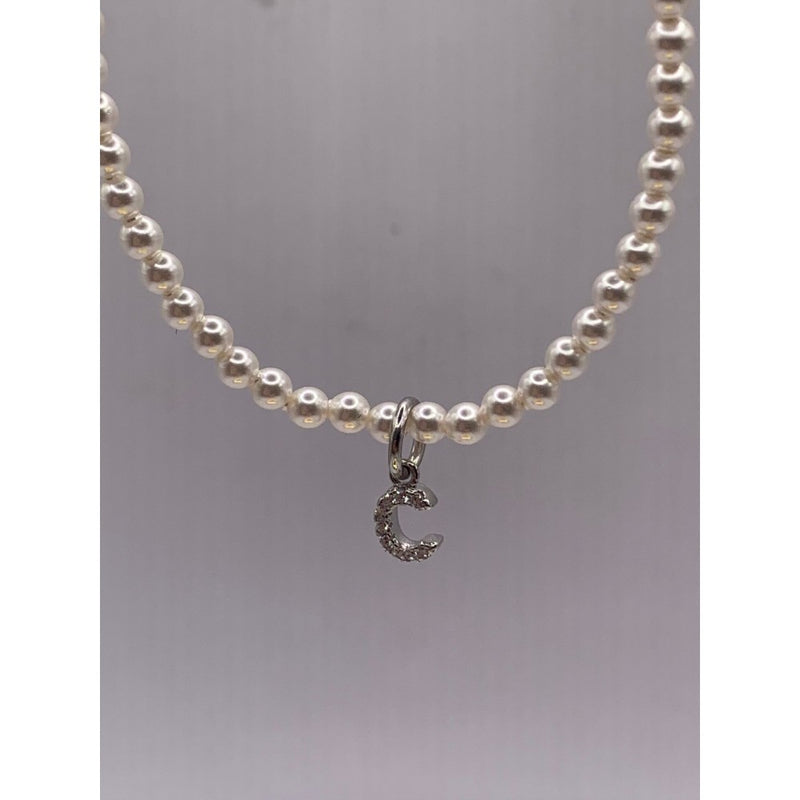 Collana perle e iniziale zirconata