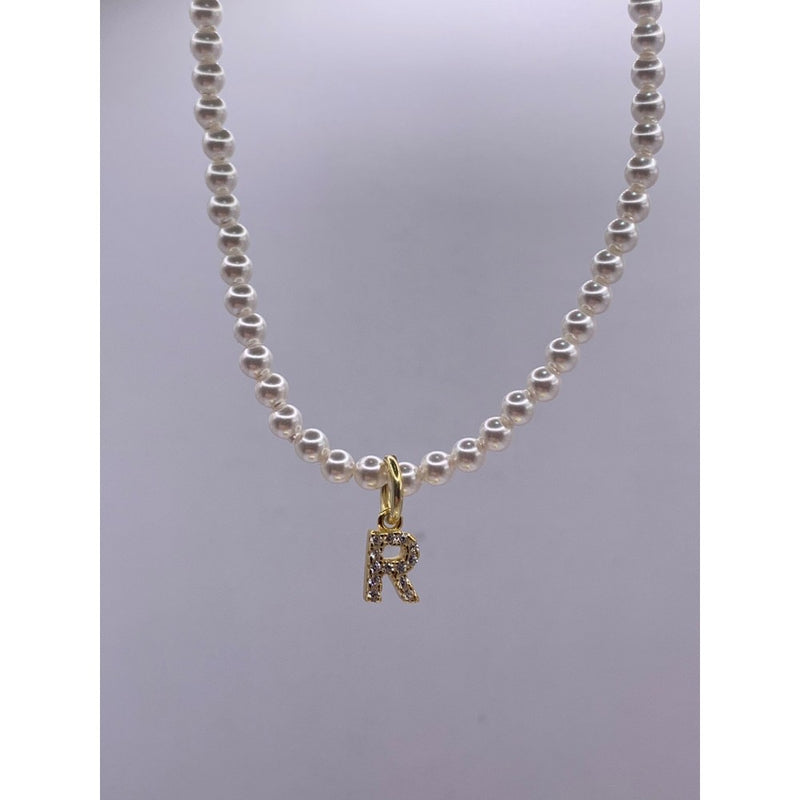 Collana perle e iniziale zirconata