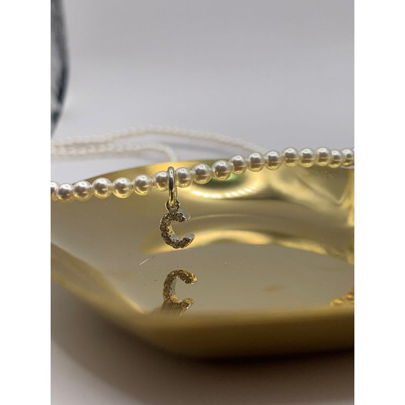Collana perle e iniziale zirconata