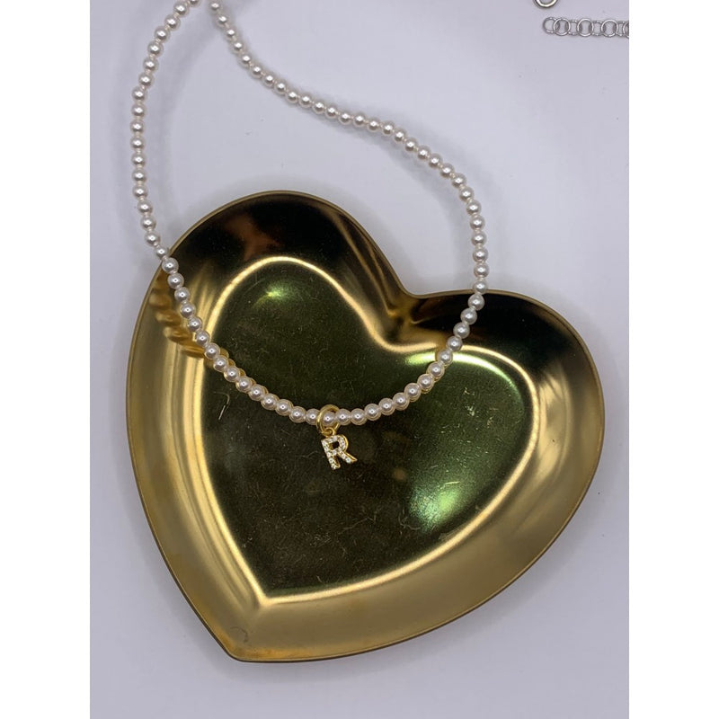 Collana perle e iniziale zirconata