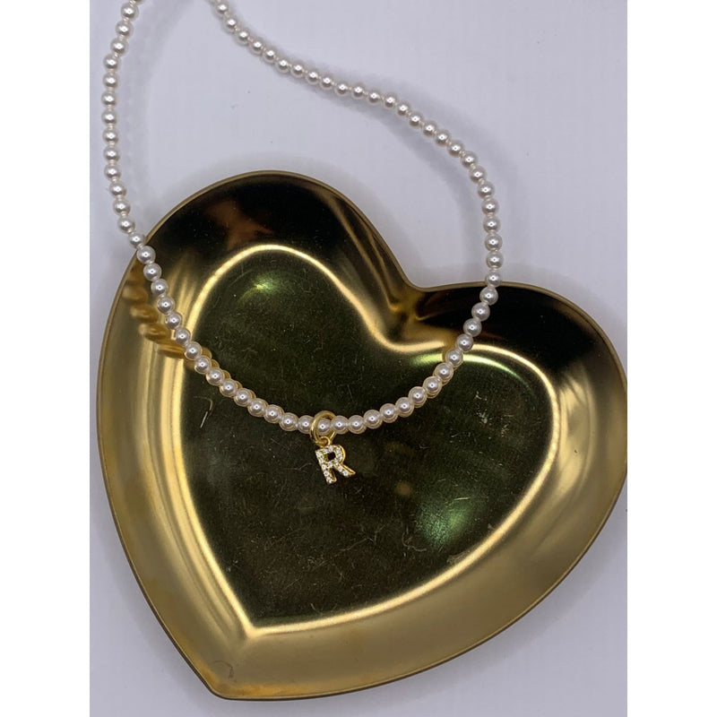 Collana perle e iniziale zirconata