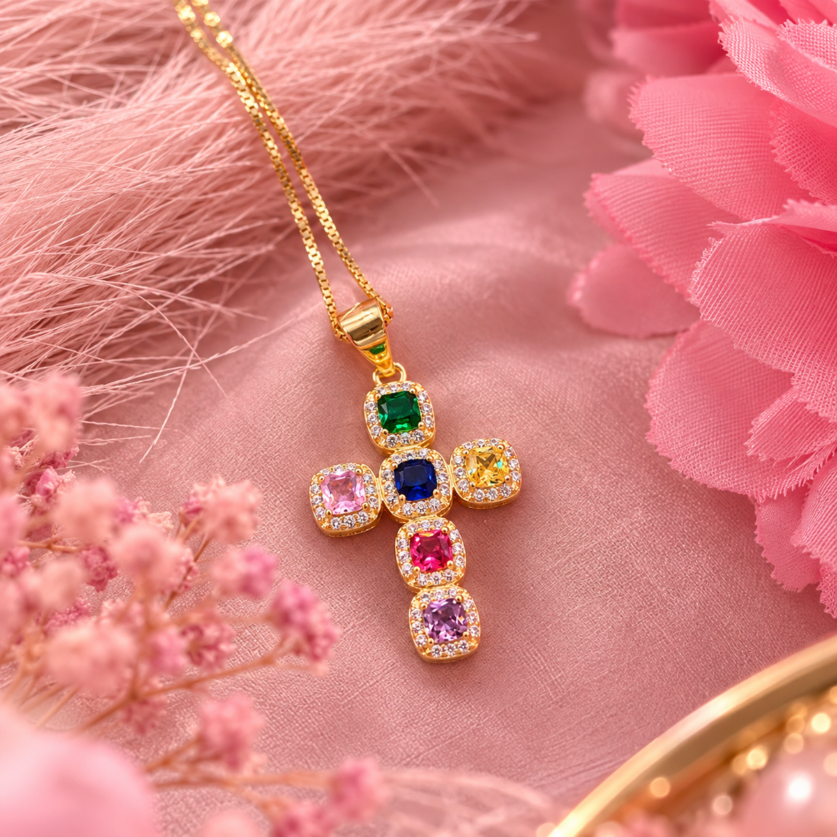 Collana croce arcobaleno