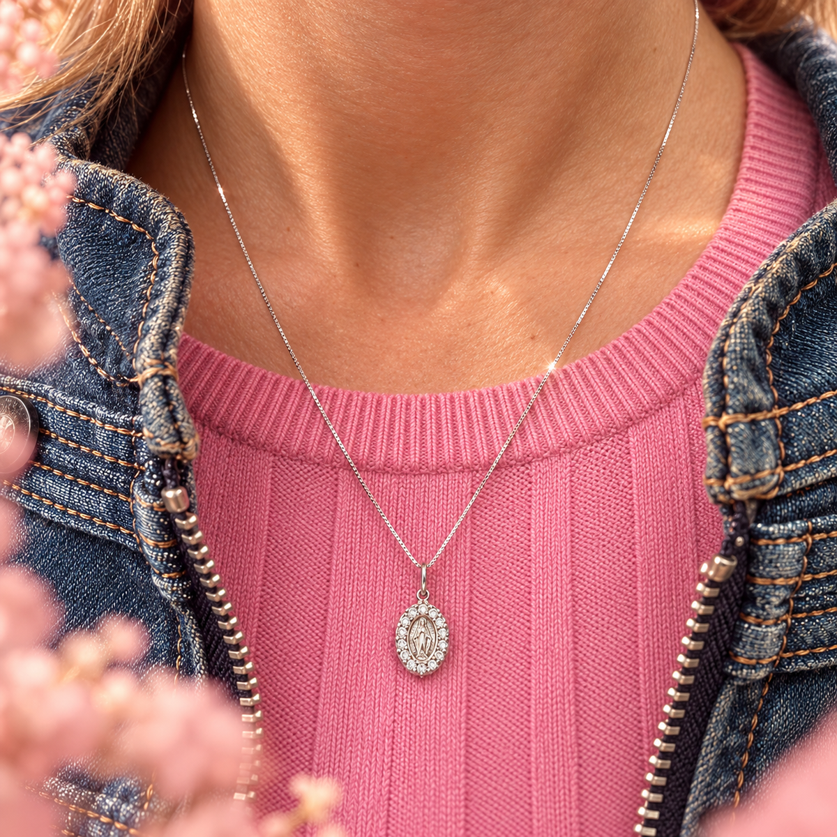 Collana madonnina zirconata