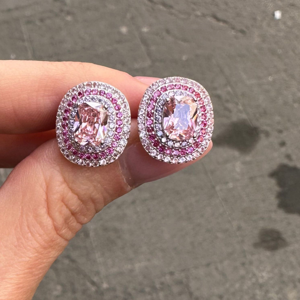 Orecchini double  elizabeth pink
