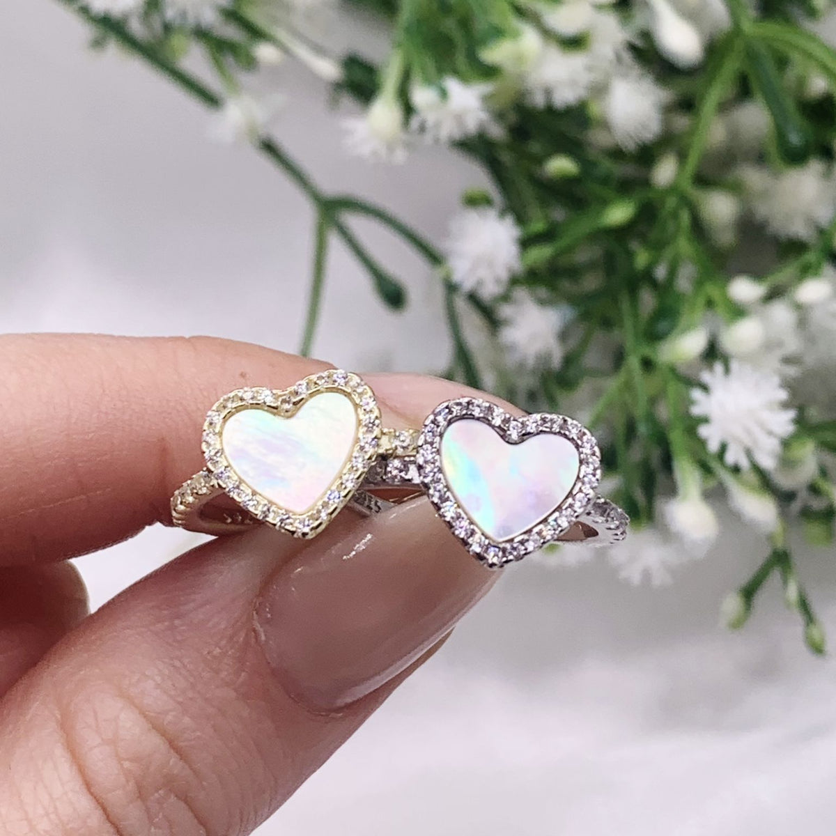 Anello cuor di perla