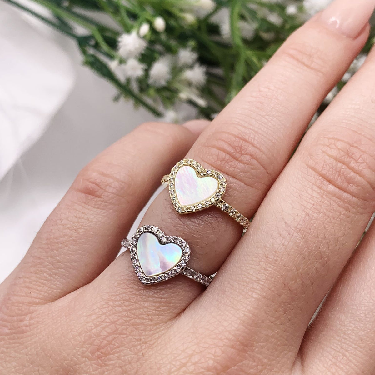 Anello cuor di perla