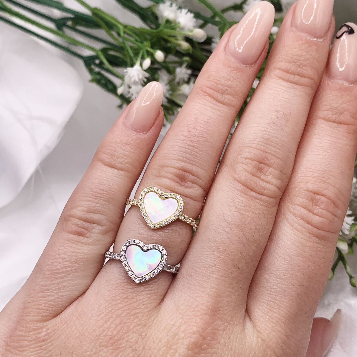 Anello cuor di perla