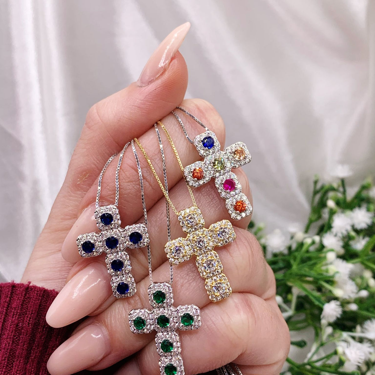 Collana croce quadratini