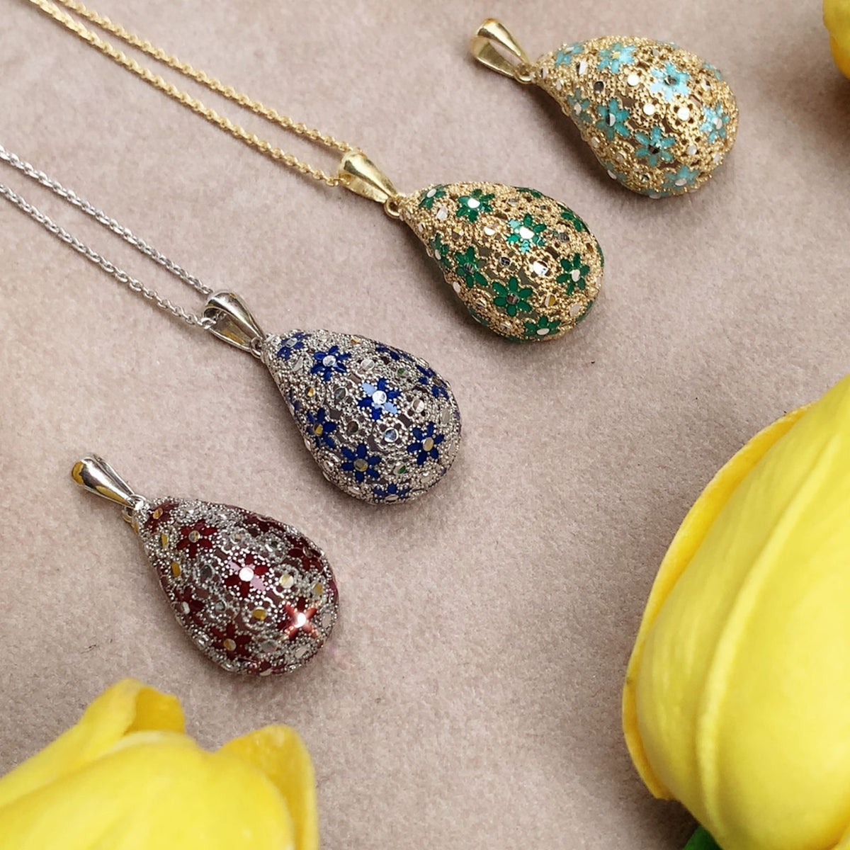 Collana goccia filigrana
