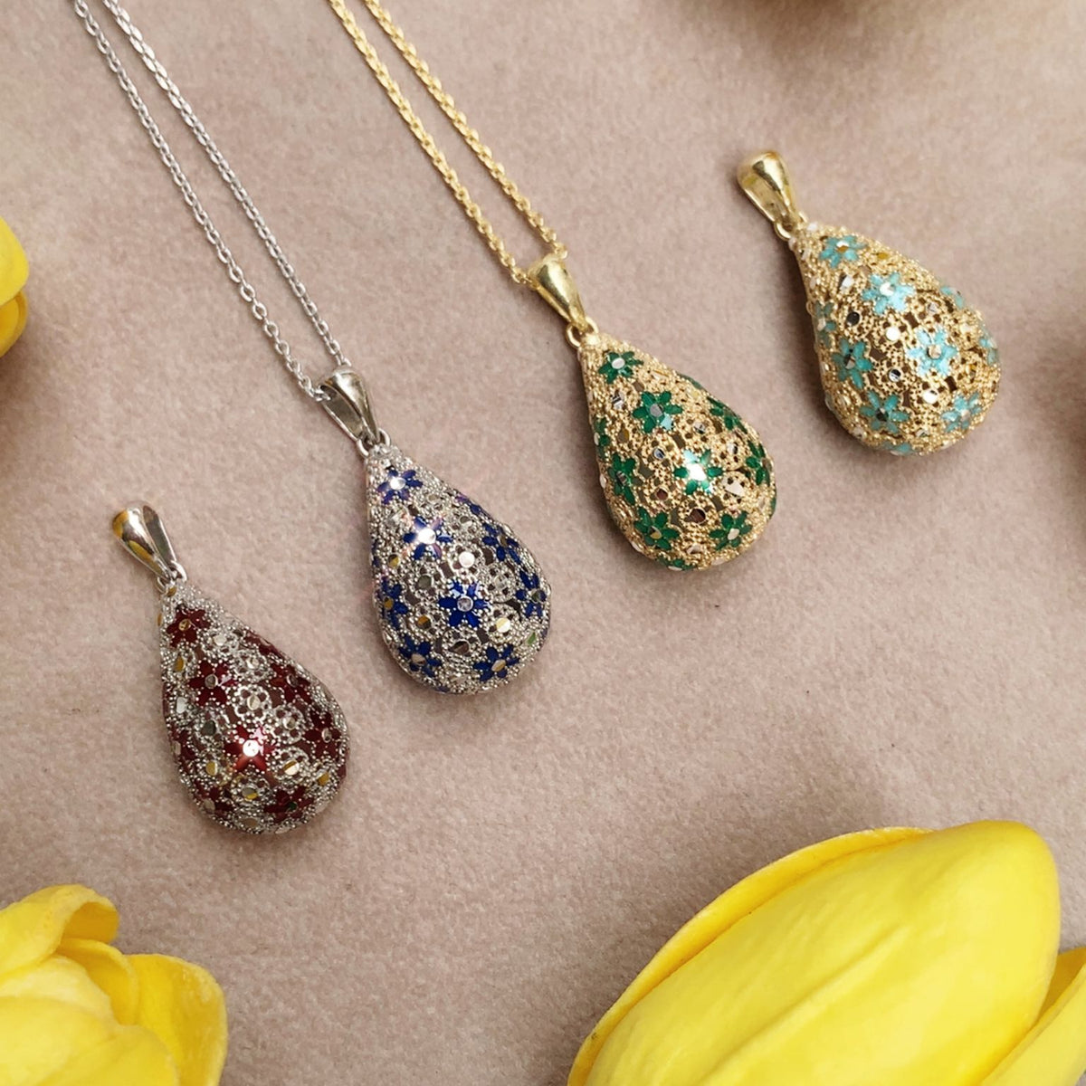 Collana goccia filigrana