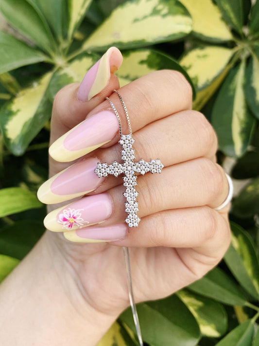 Collana croce flower big