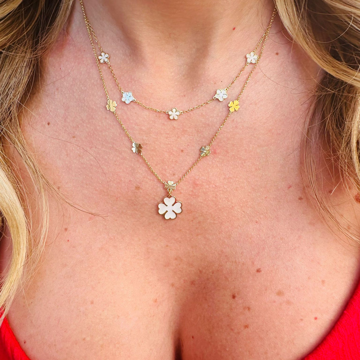 Collana quadrifoglio opale