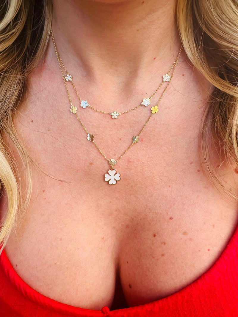 Collana quadrifoglio opale