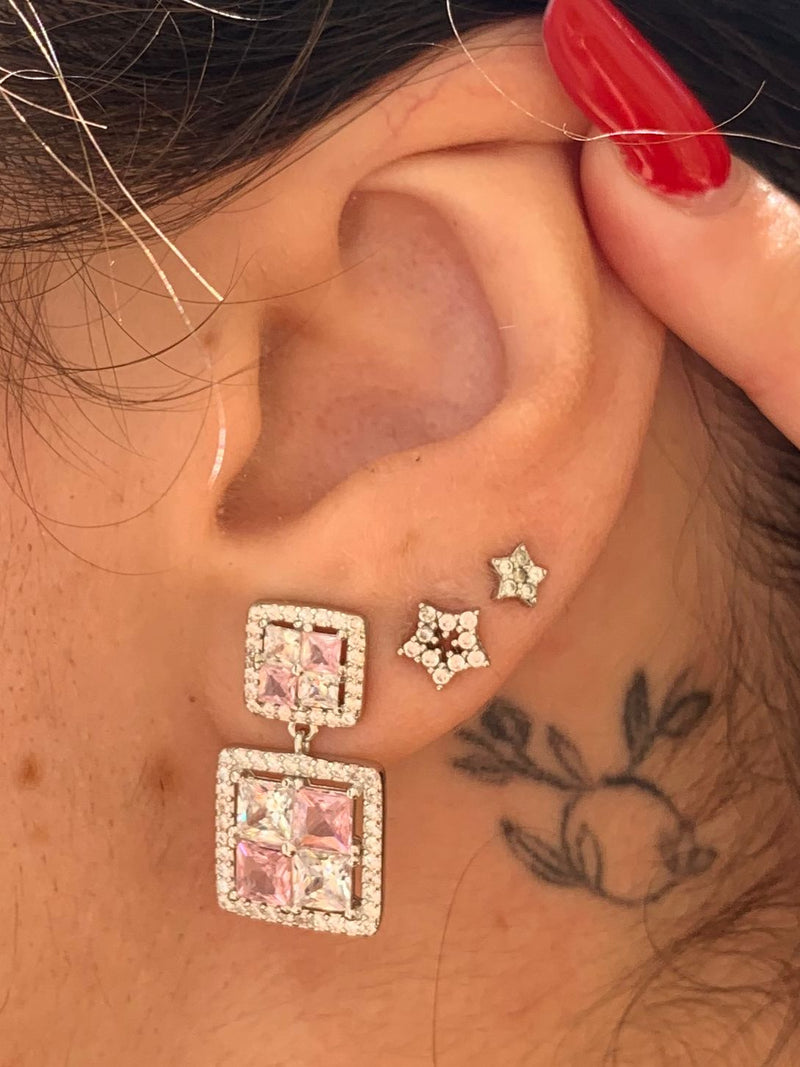 Orecchini scacchi rosa