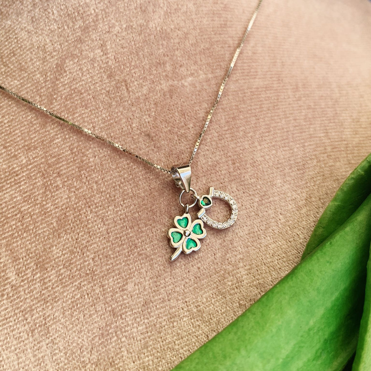 Collana quadrifoglio green