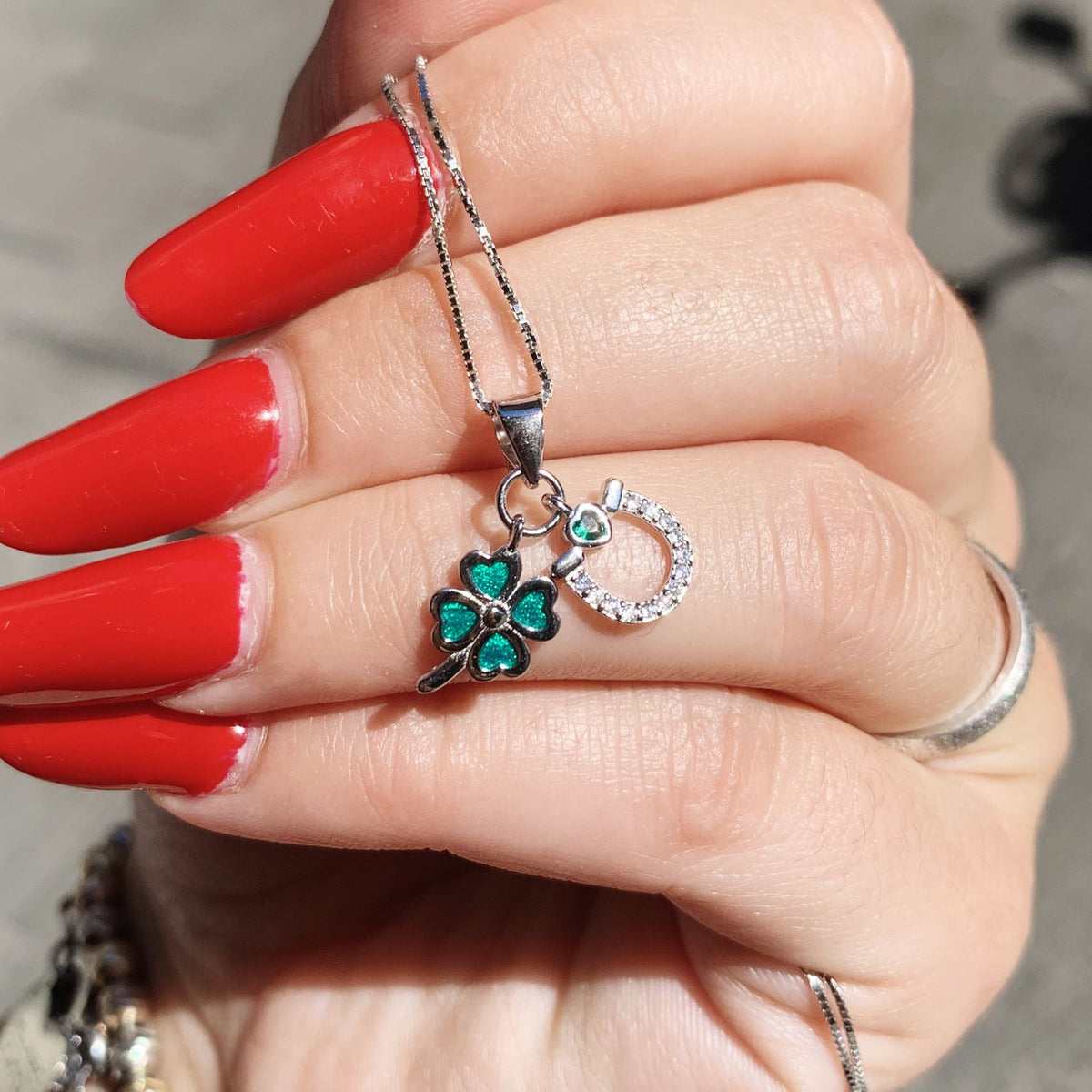 Collana quadrifoglio green