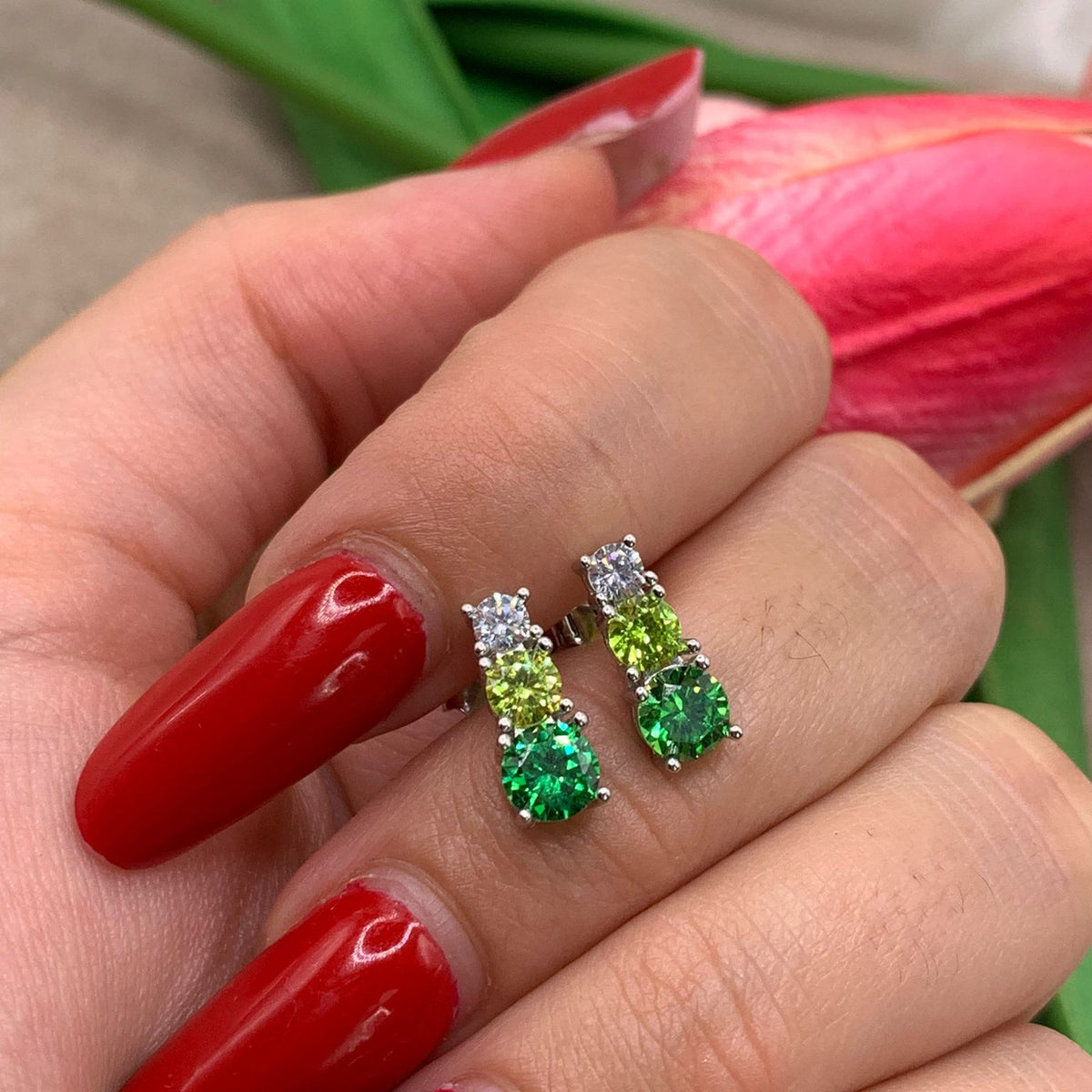 Orecchini trilogy green