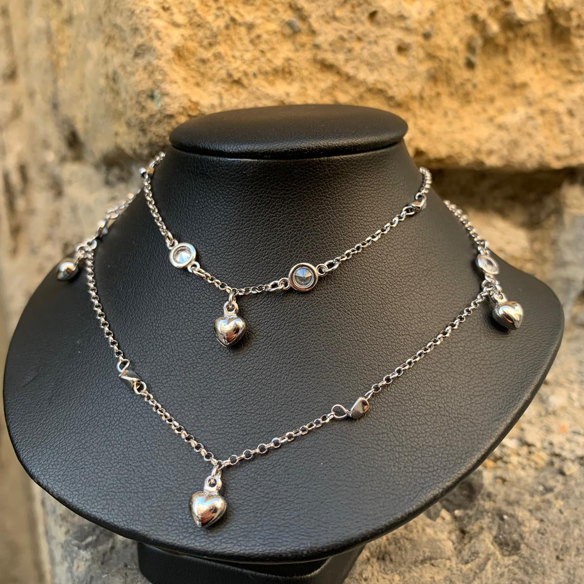 Collana doppio filo cuore bomby