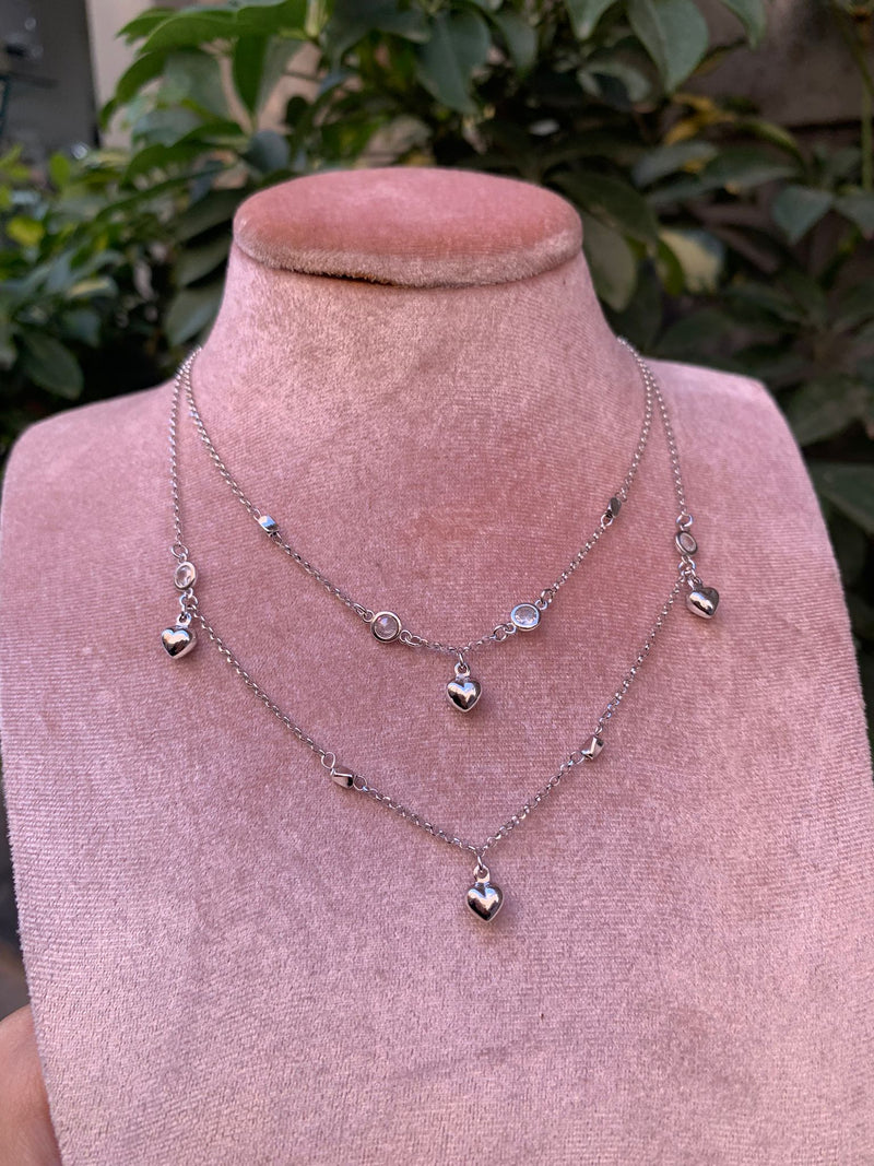 Collana doppio filo cuore bomby