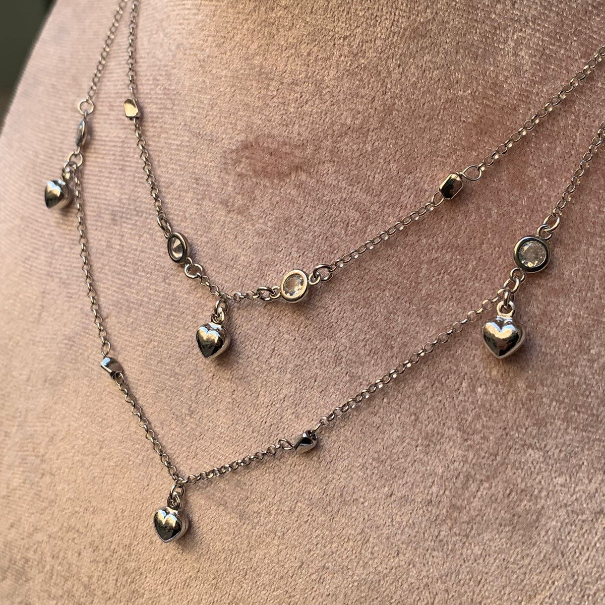 Collana doppio filo cuore bomby