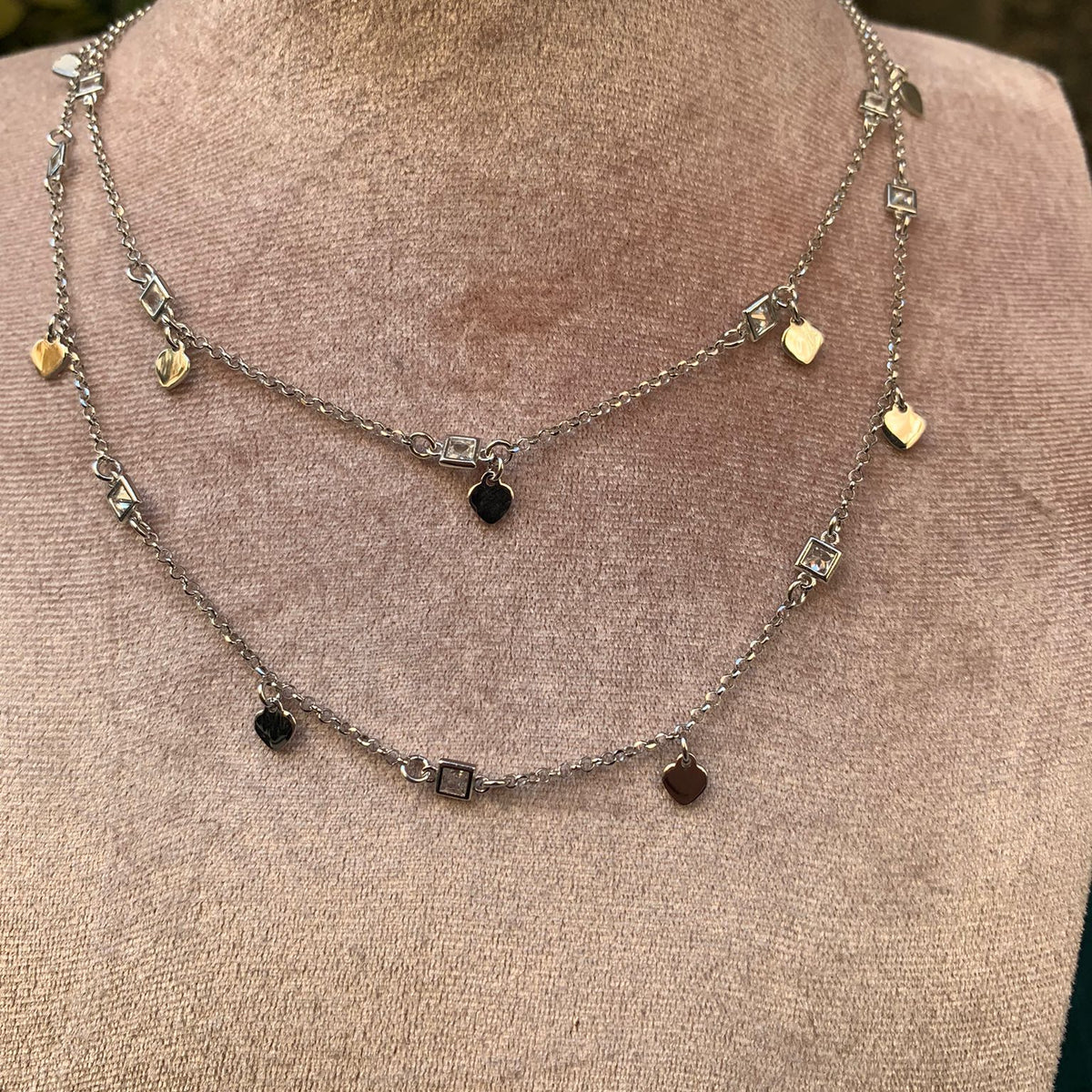 Collana doppio filo cuoricino
