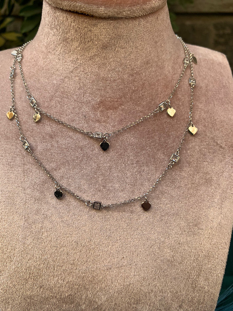 Collana doppio filo cuoricino