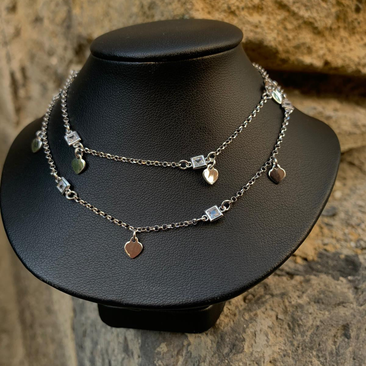 Collana doppio filo cuoricino