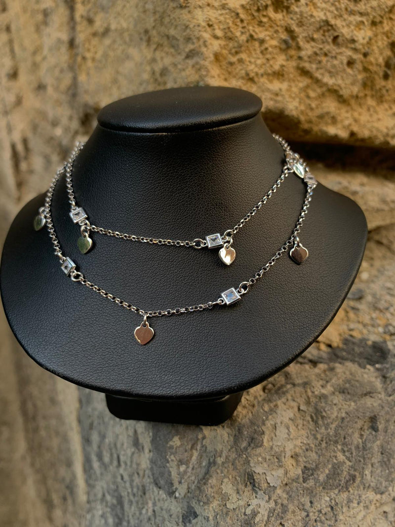 Collana doppio filo cuoricino