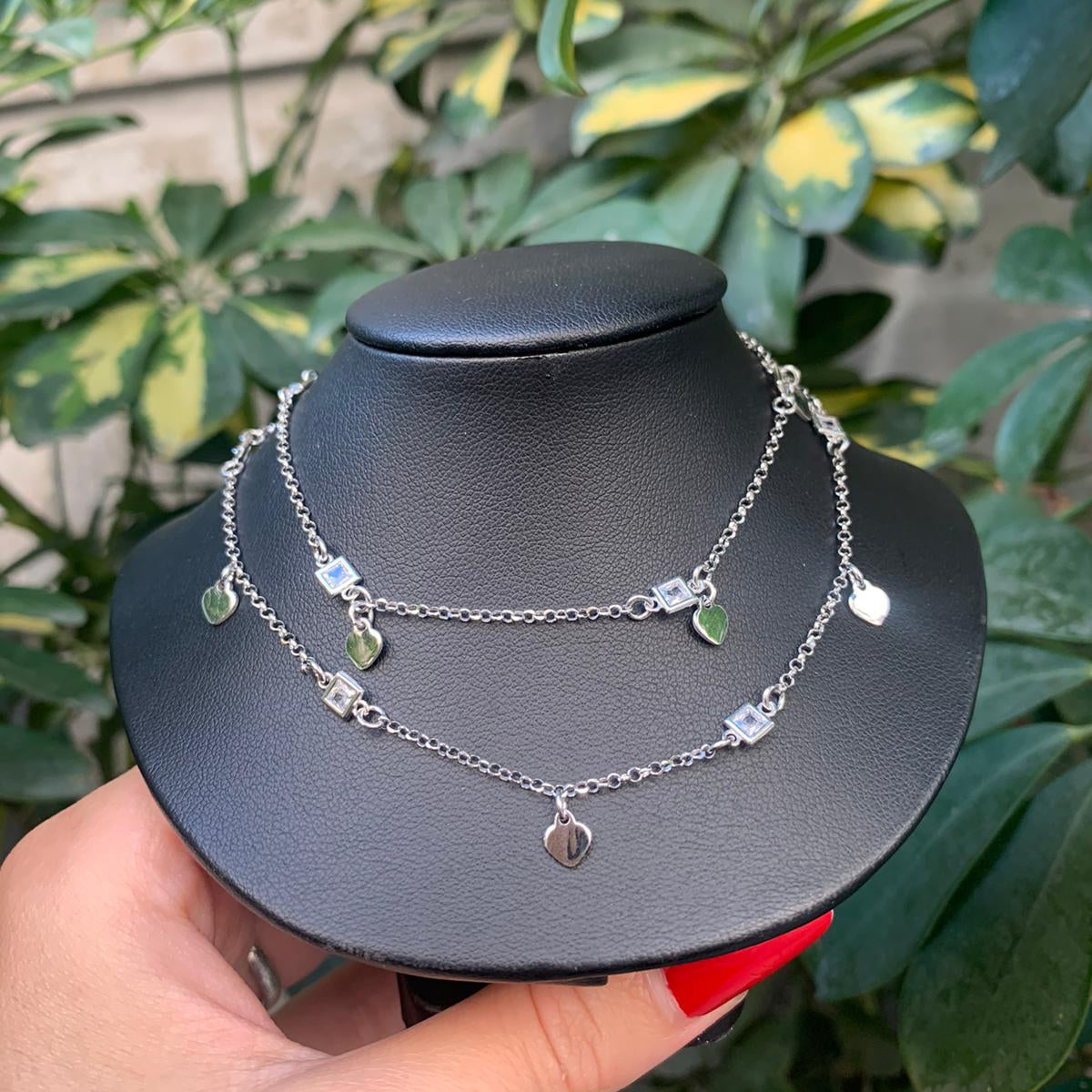 Collana doppio filo cuoricino