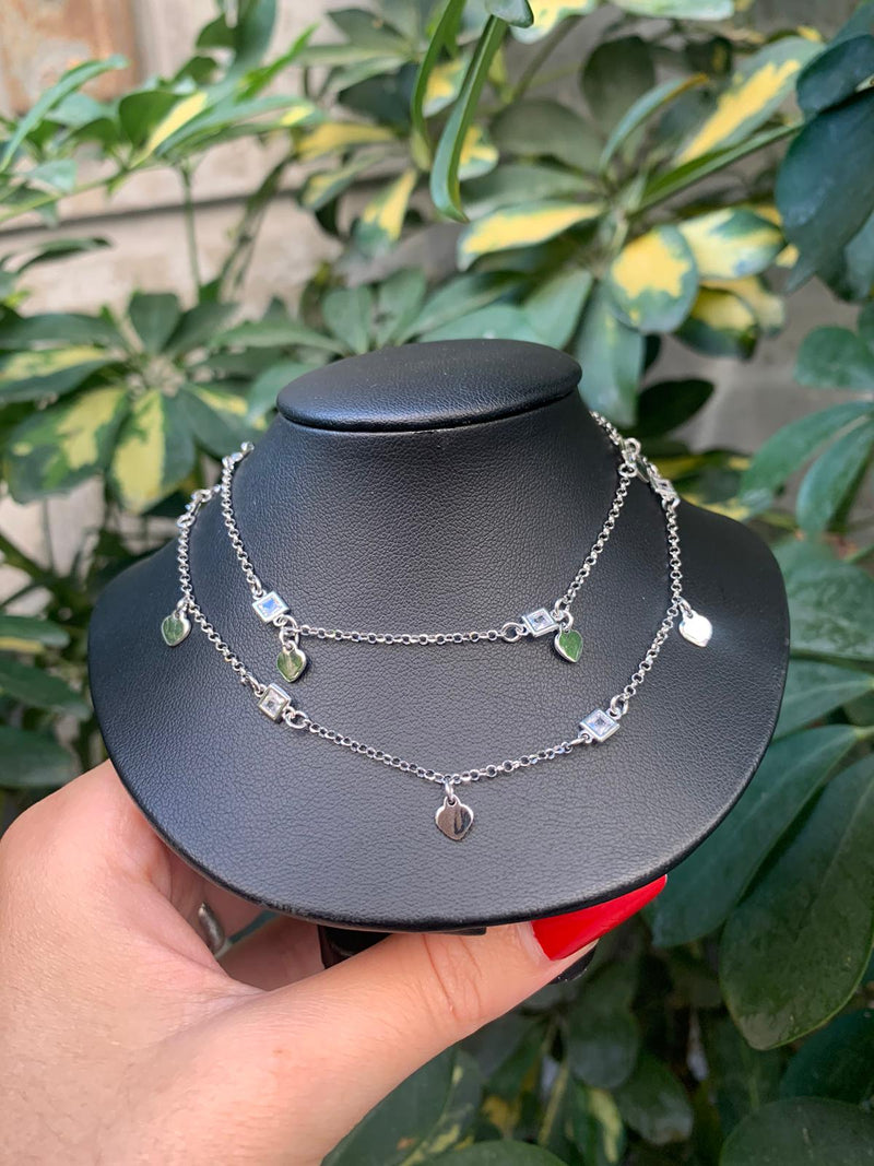 Collana doppio filo cuoricino