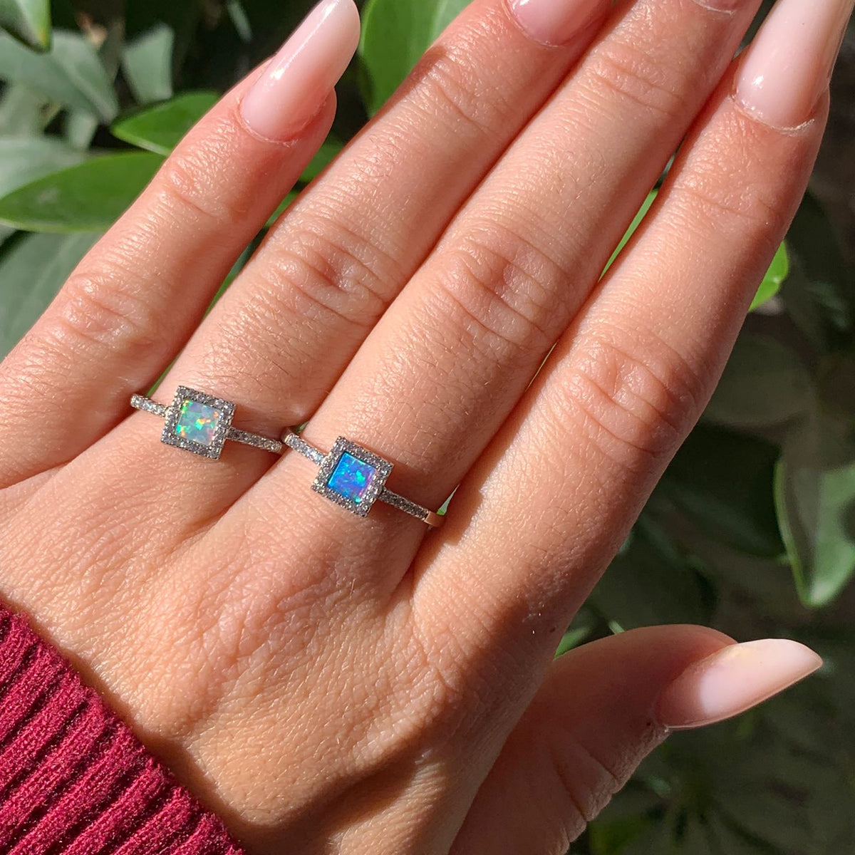 Anello opalino quadratino