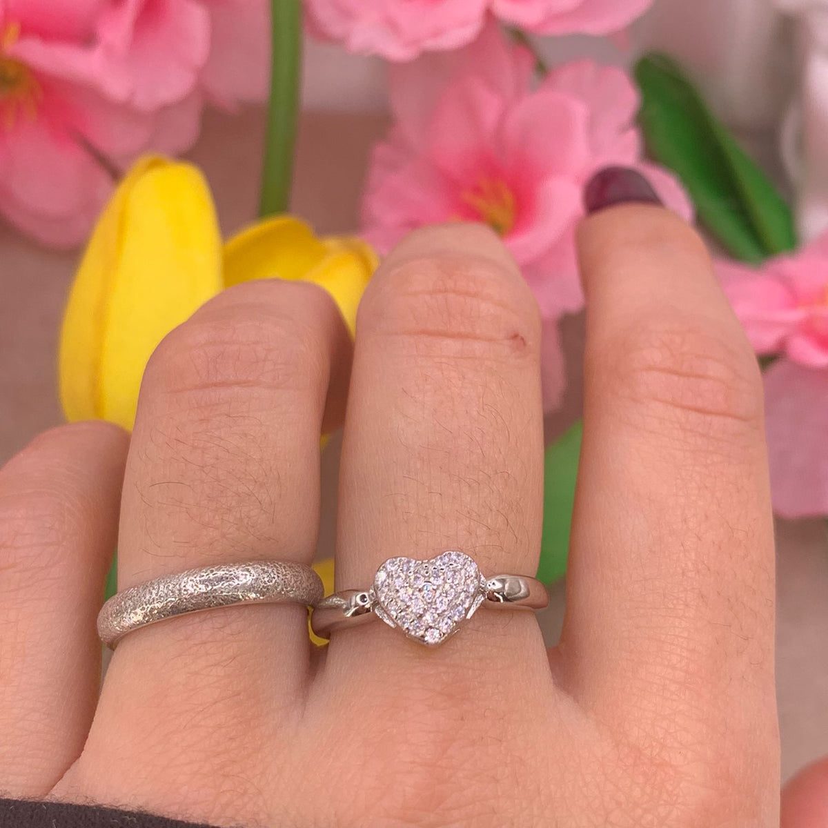 Anello cuore bubble