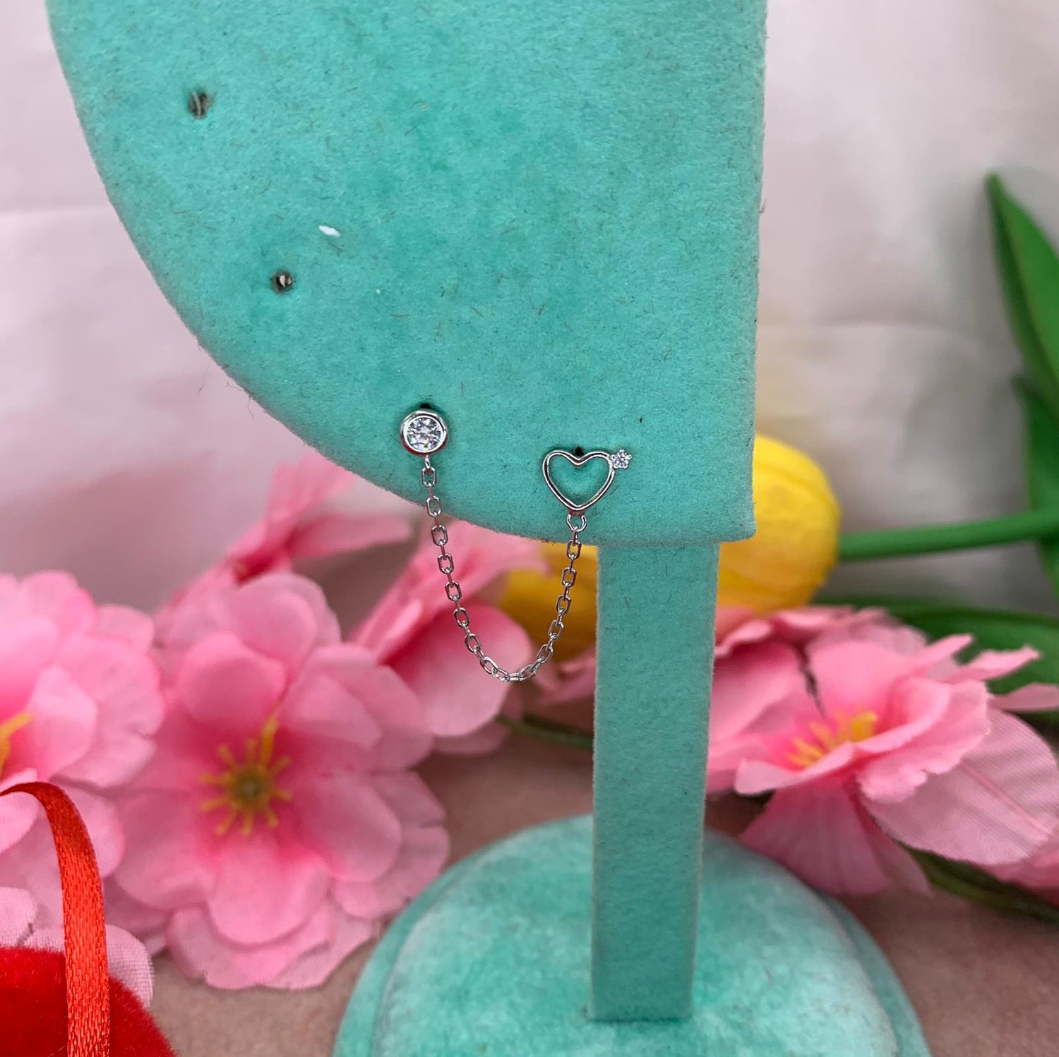 Orecchini chain cuore open