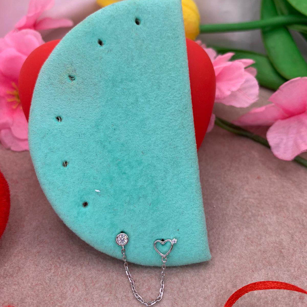 Orecchini chain cuore open