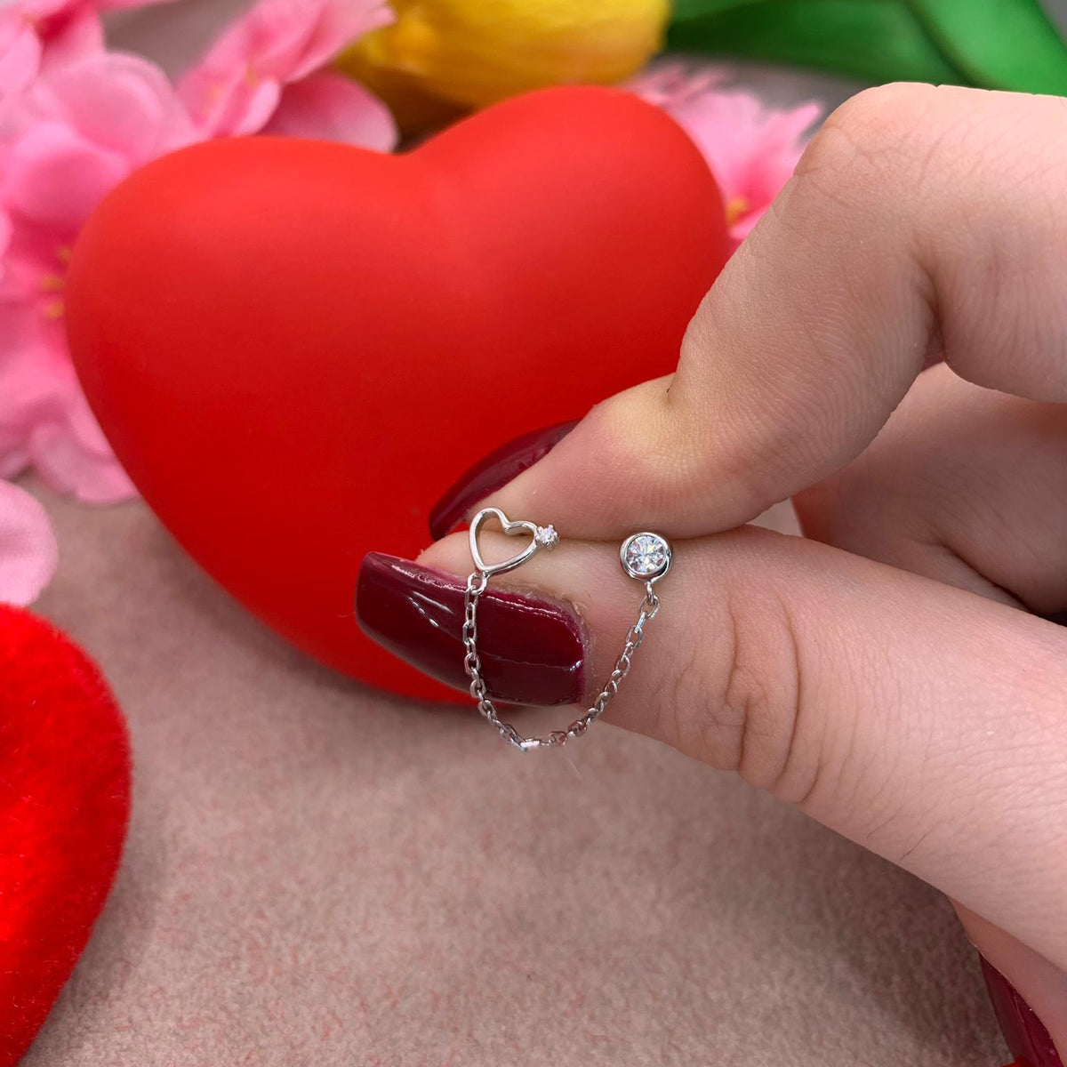 Orecchini chain cuore open