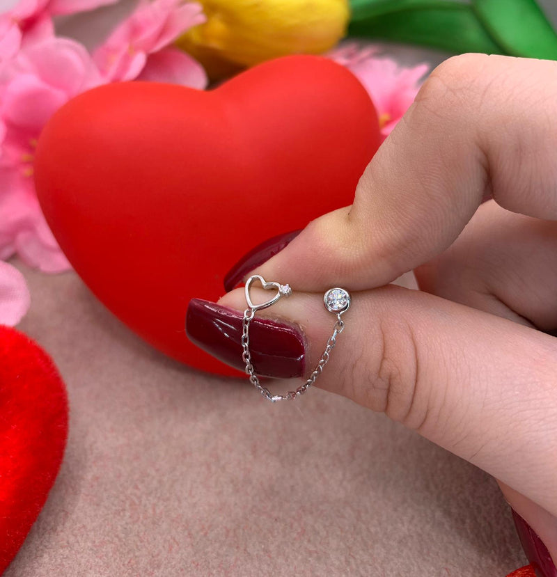 Orecchini chain cuore open