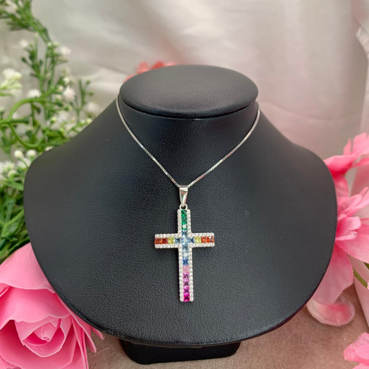 Collana croce multicolor