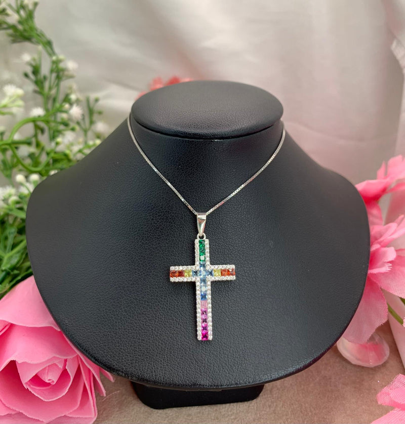 Collana croce multicolor