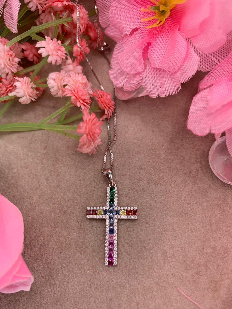 Collana croce multicolor
