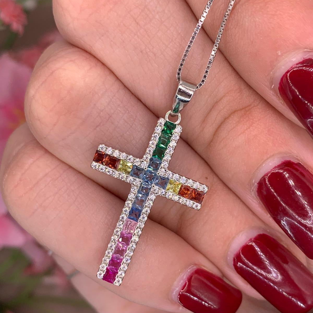 Collana croce multicolor