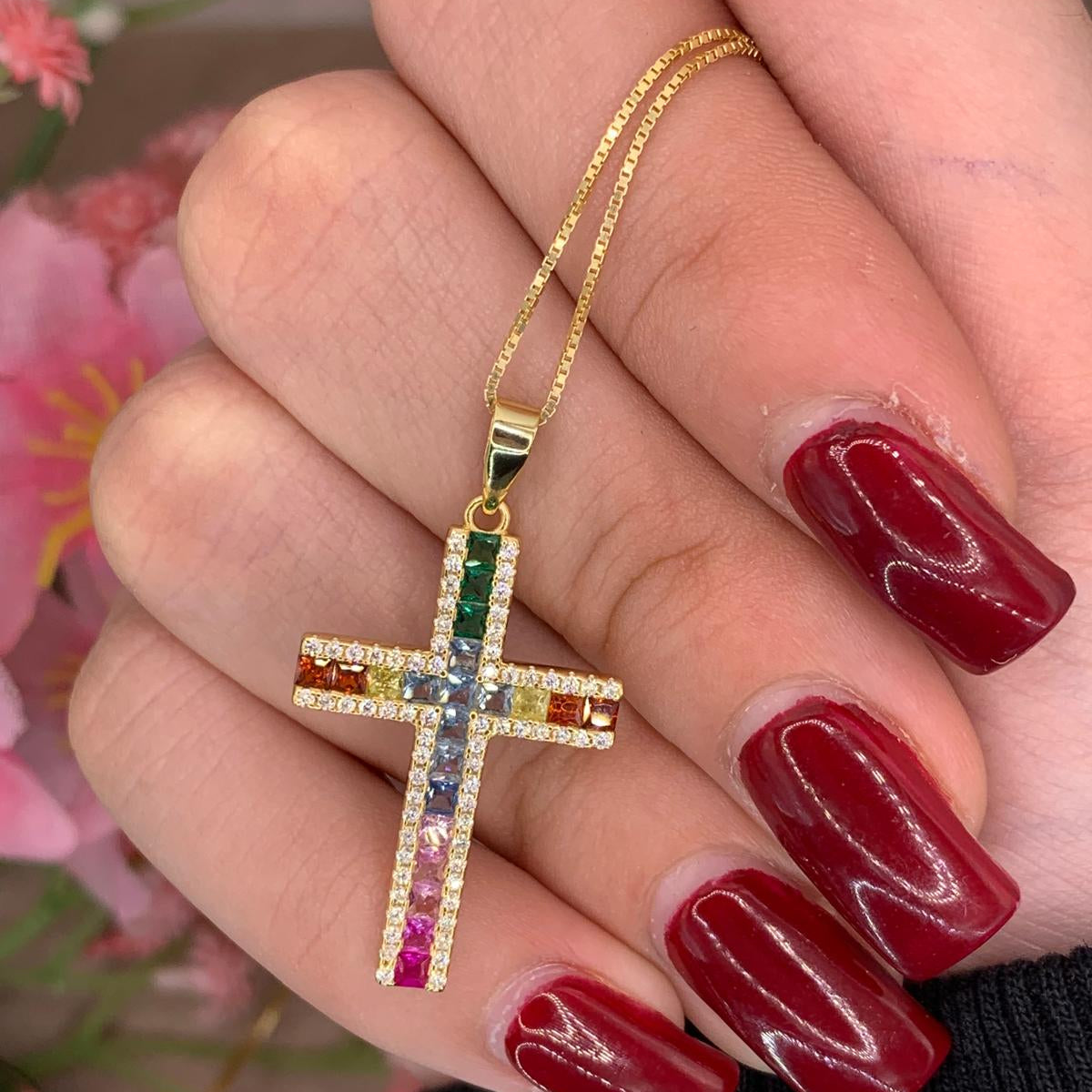 Collana croce multicolor